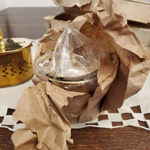 Vintage 3 Brass Footed Pierced Hinged Trinket /Altar Box NIB Made In India Set - Picture 9 of 16